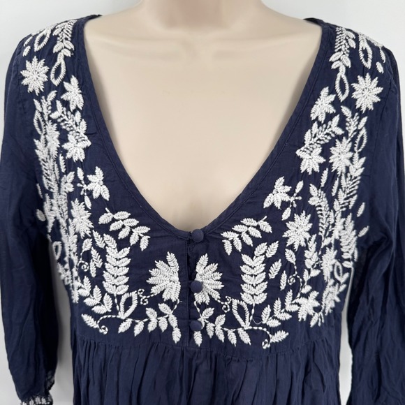 Shoshanna Swim Cover Womens S Sheer Embroidered Blue Flowy Floral Boho Beach - Picture 3 of 9